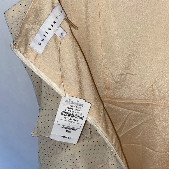 NWT Endless Rose Polka Dot Ruffle Strap V-Neck Ivory Mini Dress size Small NEW - Picture 5 of 8